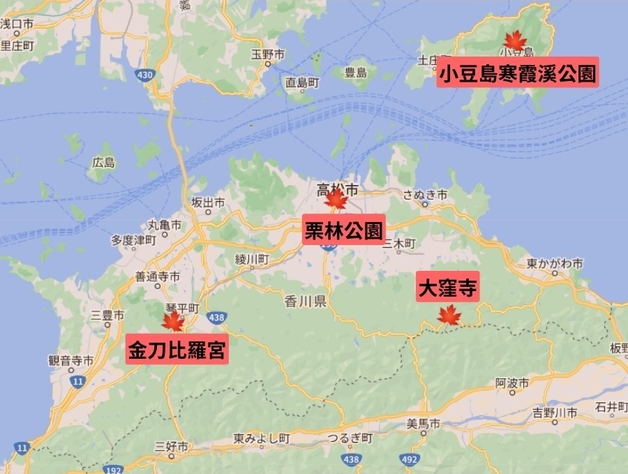 香川賞楓景點地圖